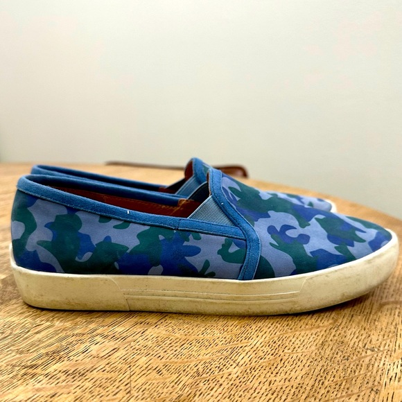 Joie Huxley Camo Suede Leather Skate Slip On Sneaker Blue 37-1/2 size  7-71/2 - Picture 4 of 14
